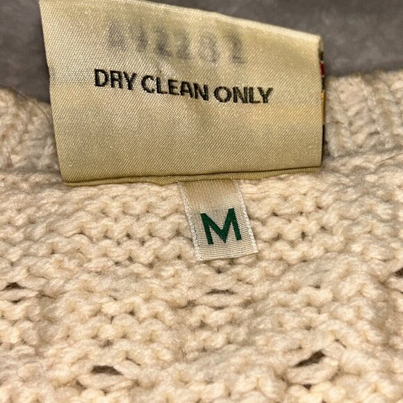 Kilronan Knitwear 100% Irish Merino Wool Button Sweater 3/4 Sleeves Cream Size M - Picture 8 of 16